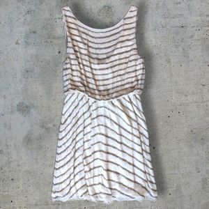 Alice + Olivia Silk Beaded Drop Back Dress in Cream sz 12